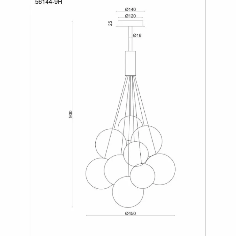Ballgi Suspension Luminaires Globo Lighting Noir, 9 lumières