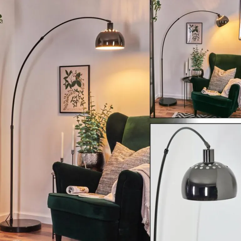 Baloca Lampadaire Chrome, Noir, 1 lumière