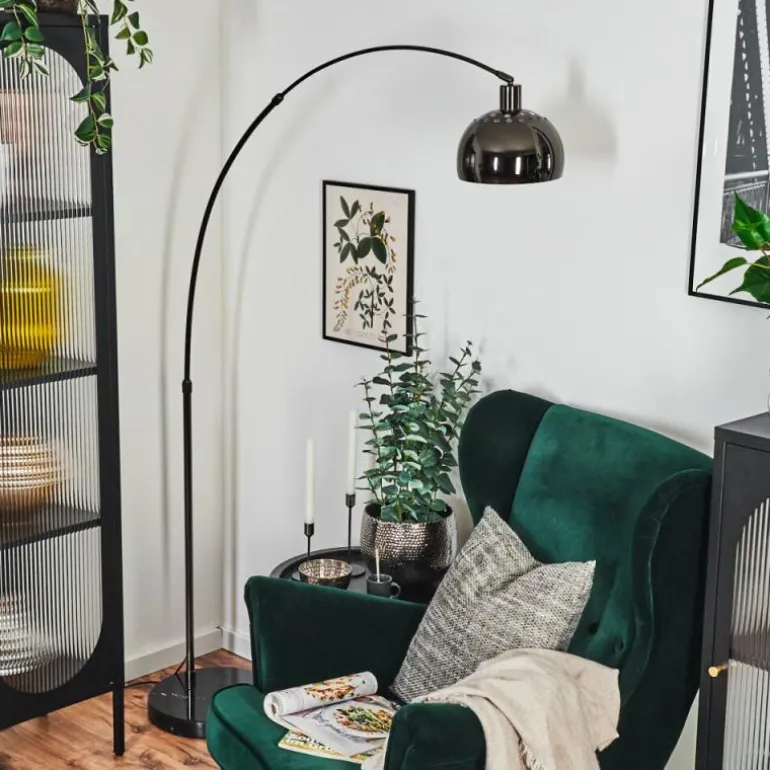 Baloca Lampadaire Chrome, Noir, 1 lumière