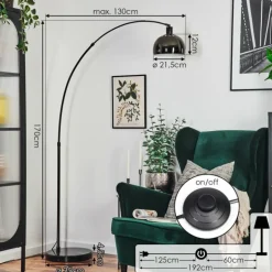 Baloca Lampadaire Chrome, Noir, 1 lumière