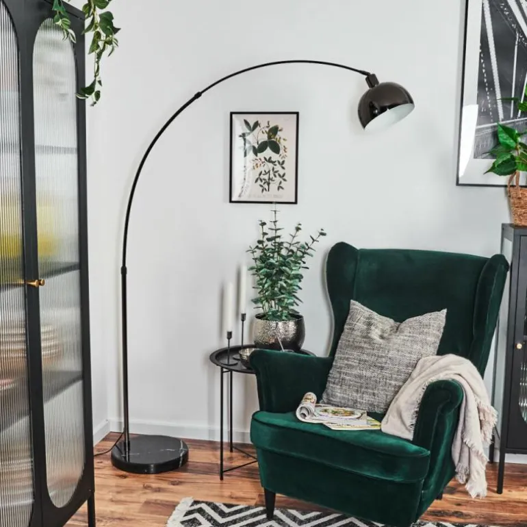 Baloca Lampadaire Chrome, Noir, 1 lumière