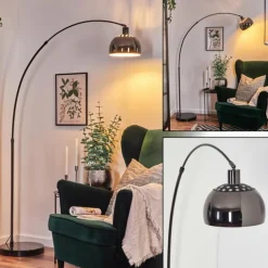 Baloca Lampadaire Chrome, Noir, 1 lumière