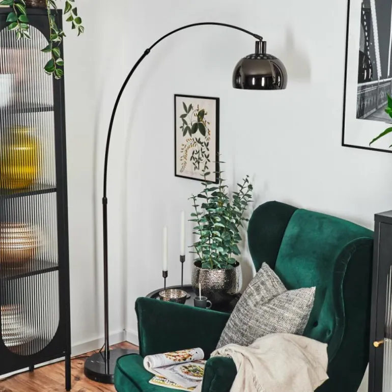 Baloca Lampadaire Chrome, Noir, 1 lumière