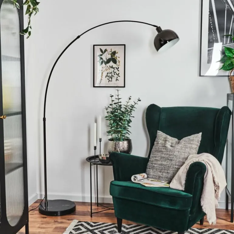 Baloca Lampadaire Chrome, Noir, 1 lumière