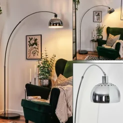 Baloca Lampadaire Chrome, Noir, 1 lumière