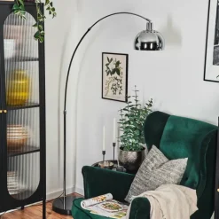 Baloca Lampadaire Chrome, Noir, 1 lumière