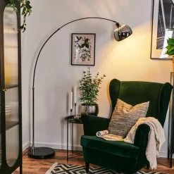 Baloca Lampadaire Chrome, Noir, 1 lumière