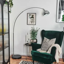 Baloca Lampadaire Chrome, Noir, 1 lumière
