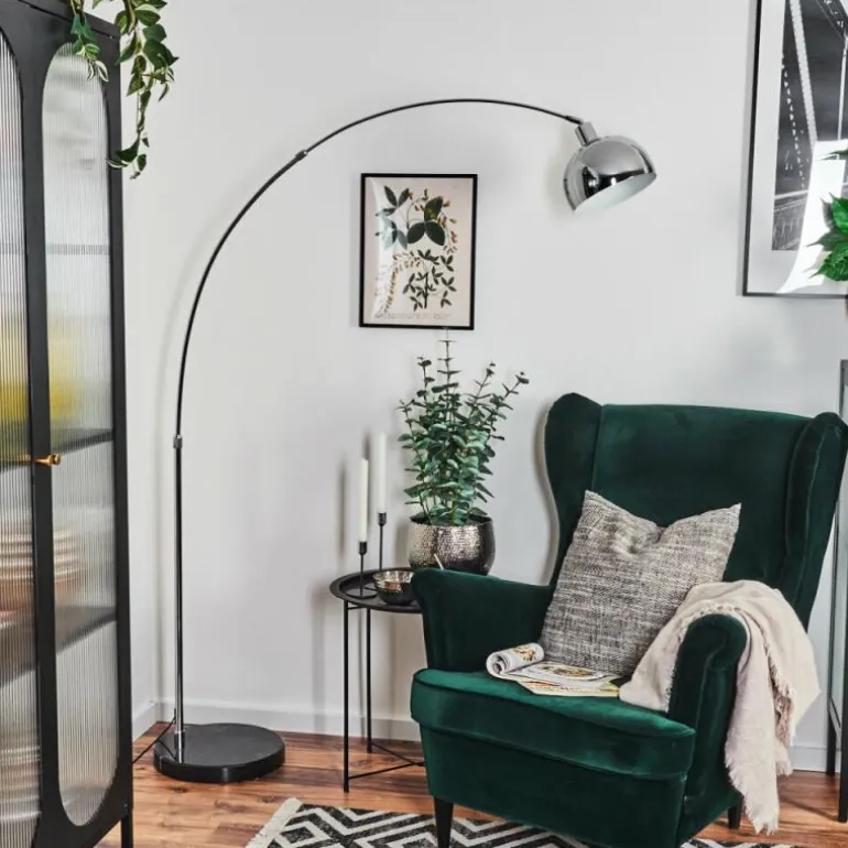 Baloca Lampadaire Chrome, Noir, 1 lumière