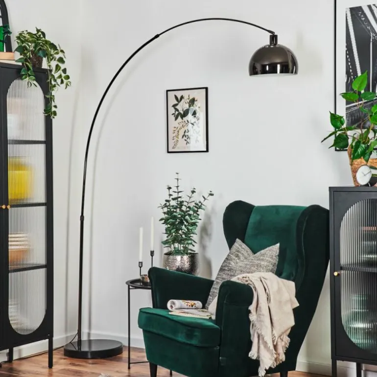 Baloca Lampadaire Chrome, Noir, 1 lumière