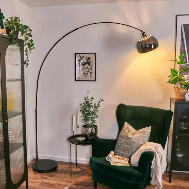 Baloca Lampadaire Chrome, Noir, 1 lumière