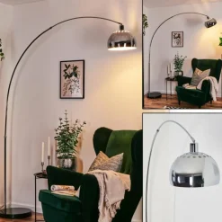 Baloca Lampadaire Chrome, Noir, 1 lumière