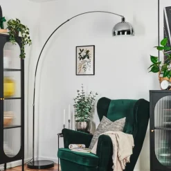 Baloca Lampadaire Chrome, Noir, 1 lumière