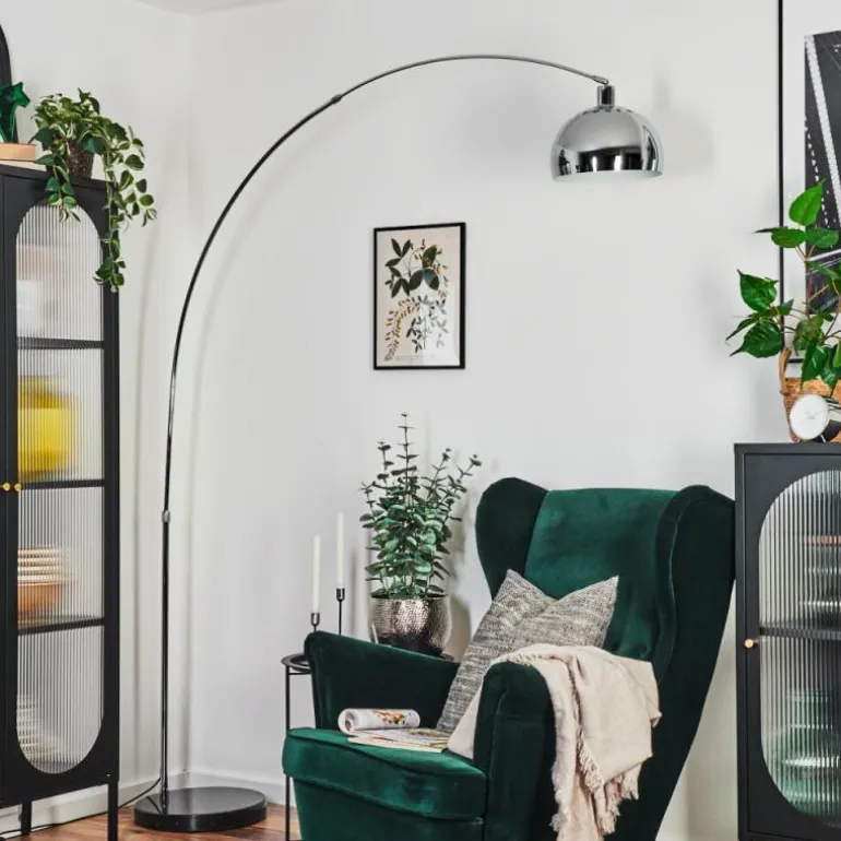Baloca Lampadaire Chrome, Noir, 1 lumière