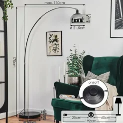 Baloca Lampadaire Chrome, Noir, 1 lumière