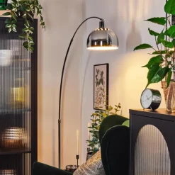 Baloca Lampadaire Chrome, Noir, 1 lumière