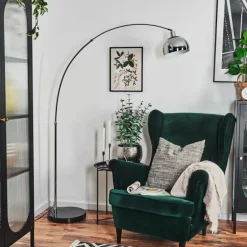 Baloca Lampadaire Chrome, Noir, 1 lumière