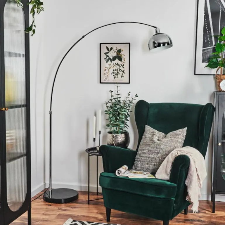 Baloca Lampadaire Chrome, Noir, 1 lumière