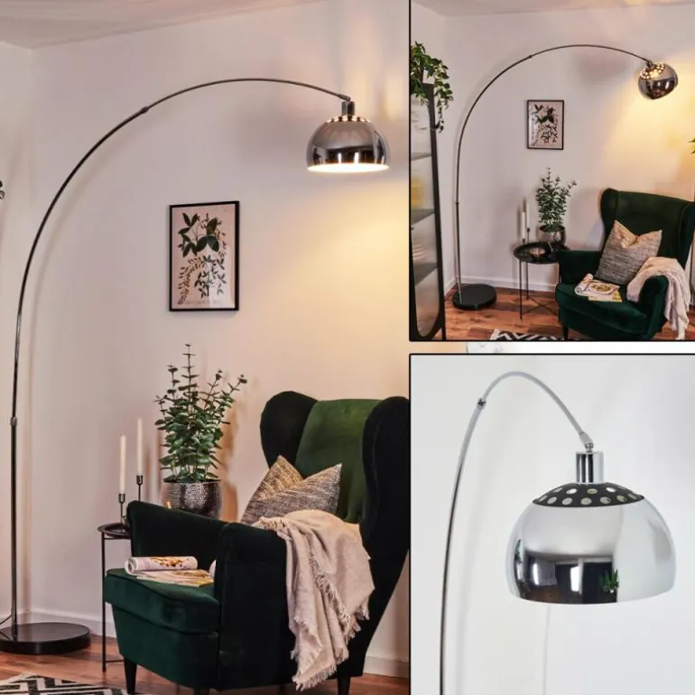 Baloca Lampadaire Chrome, Noir, 1 lumière