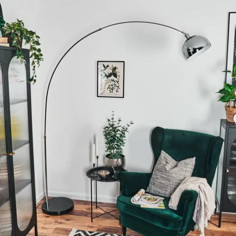 Baloca Lampadaire Chrome, Noir, 1 lumière