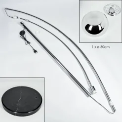 Baloca Lampadaire Chrome, Noir, 1 lumière