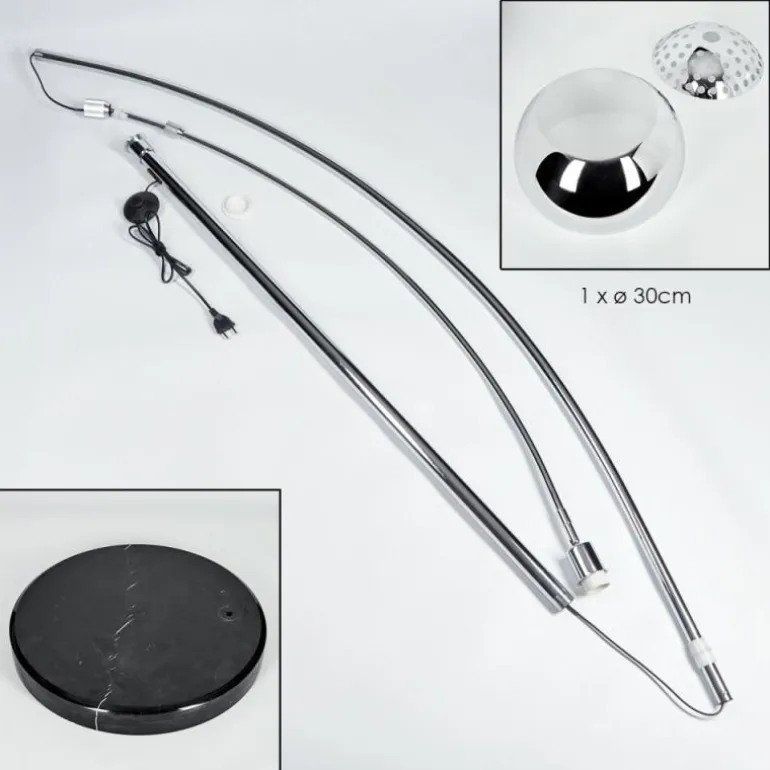 Baloca Lampadaire Chrome, Noir, 1 lumière