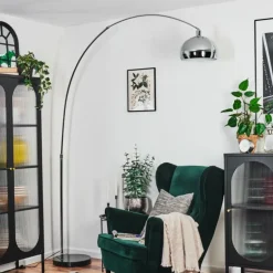 Baloca Lampadaire Chrome, Noir, 1 lumière