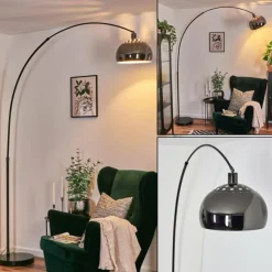 Baloca Lampadaire Chrome, Noir, 1 lumière