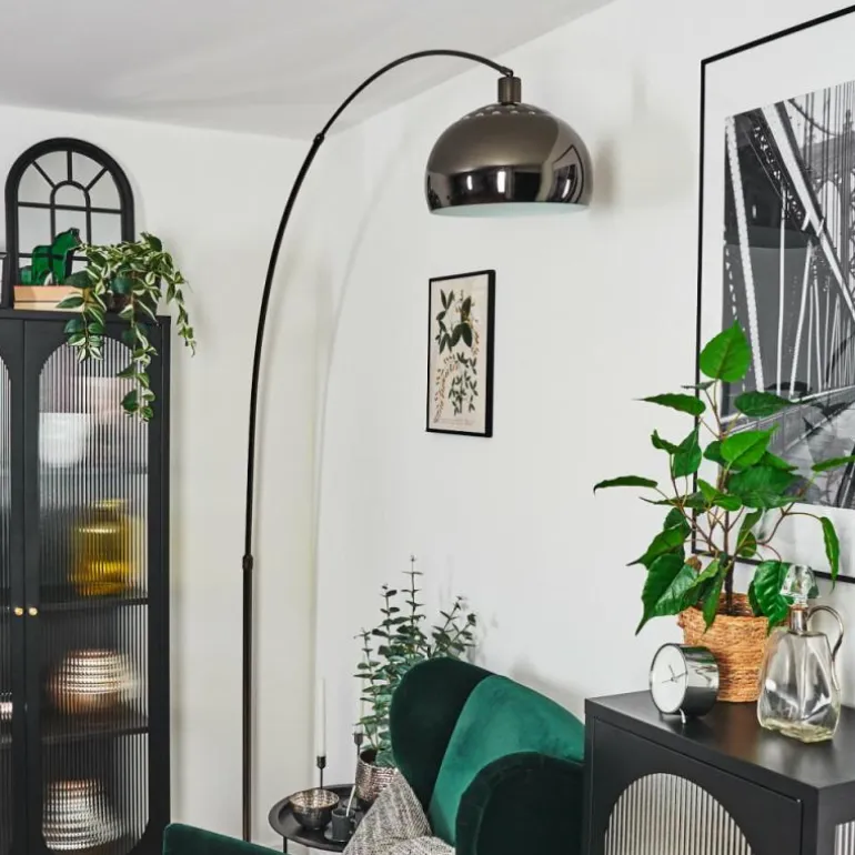 Baloca Lampadaire Chrome, Noir, 1 lumière