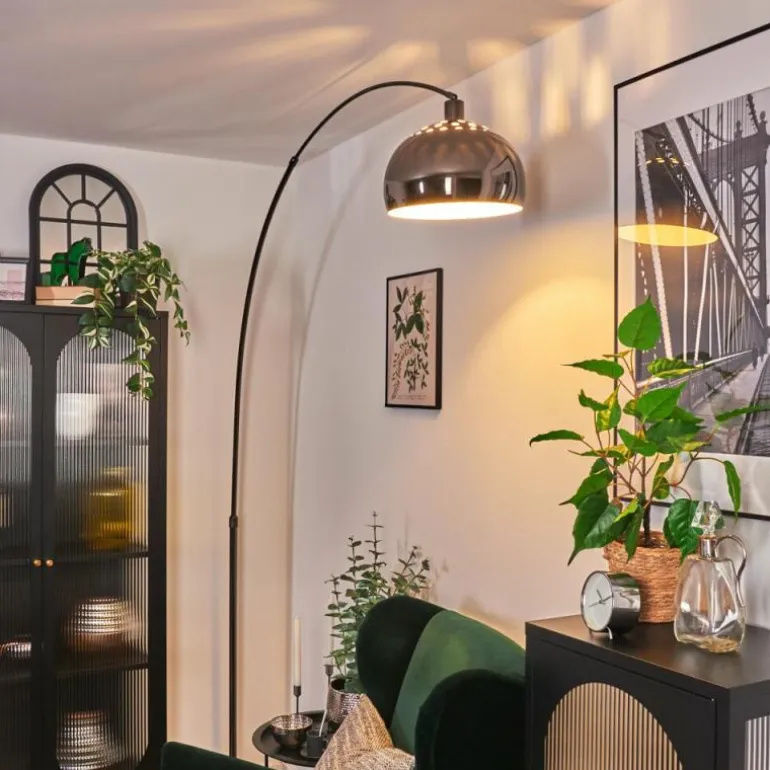 Baloca Lampadaire Chrome, Noir, 1 lumière