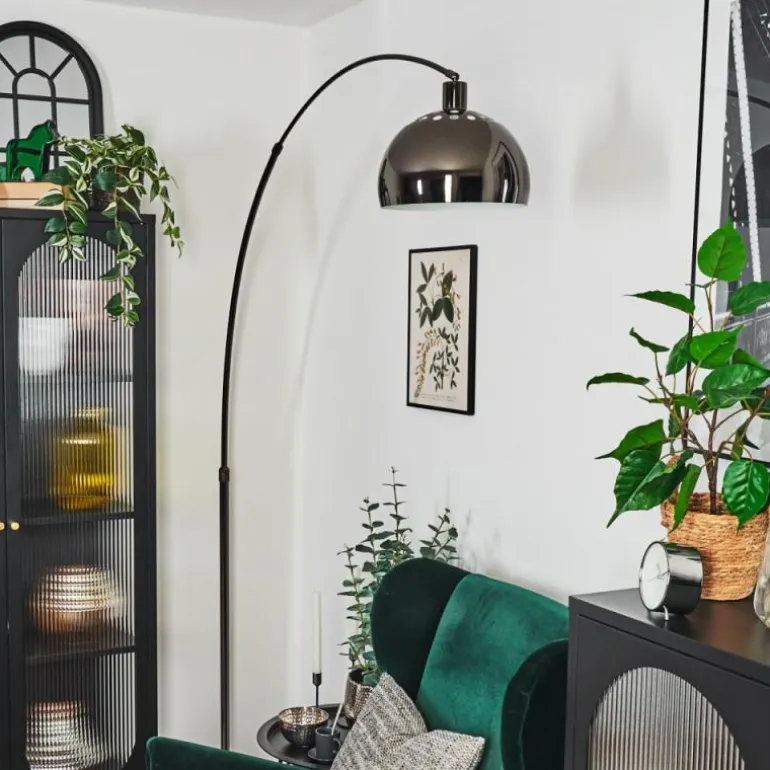Baloca Lampadaire Chrome, Noir, 1 lumière