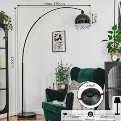 Baloca Lampadaire Chrome, Noir, 1 lumière