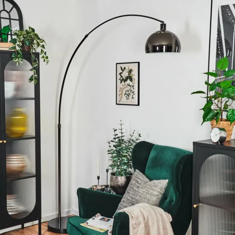 Baloca Lampadaire Chrome, Noir, 1 lumière