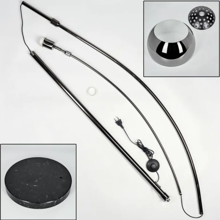 Baloca Lampadaire Chrome, Noir, 1 lumière