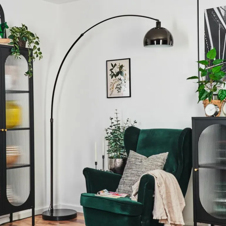 Baloca Lampadaire Chrome, Noir, 1 lumière