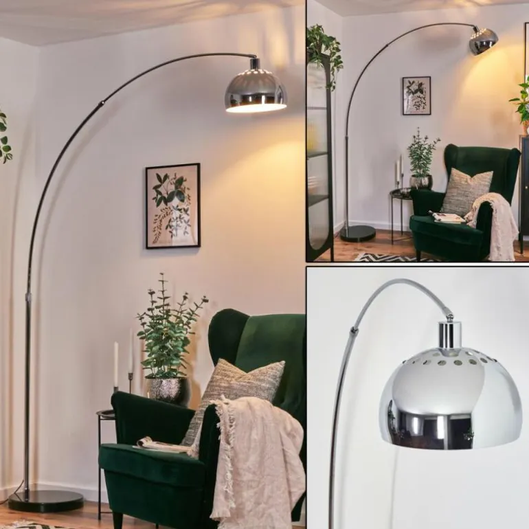 Baloca Lampadaire Chrome, Noir, 1 lumière