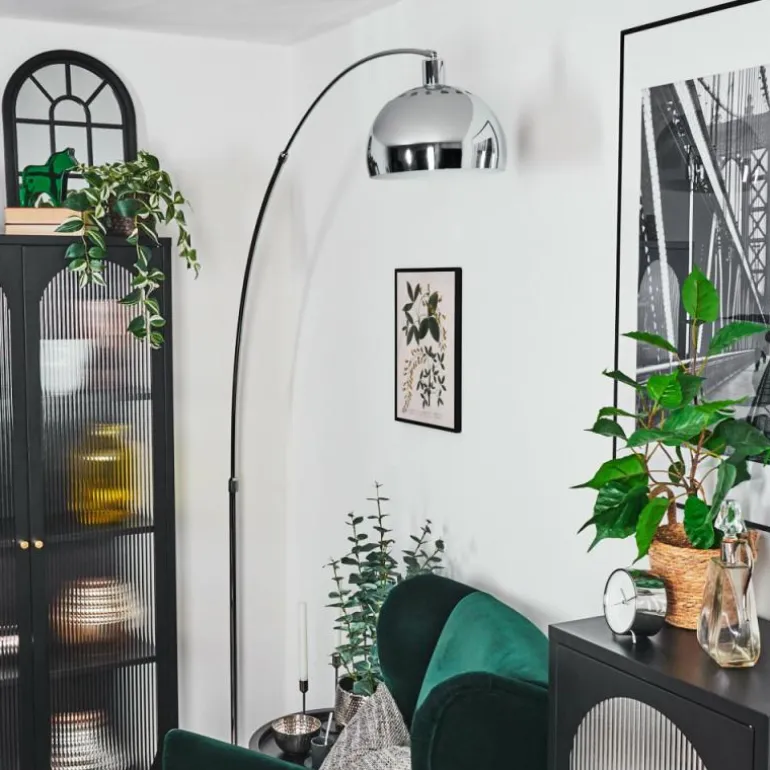 Baloca Lampadaire Chrome, Noir, 1 lumière