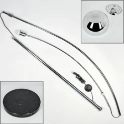 Baloca Lampadaire Chrome, Noir, 1 lumière