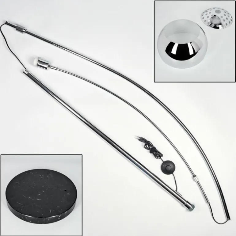 Baloca Lampadaire Chrome, Noir, 1 lumière