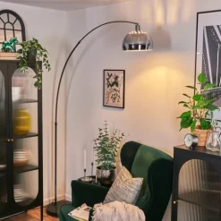 Baloca Lampadaire Chrome, Noir, 1 lumière