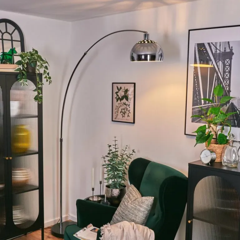 Baloca Lampadaire Chrome, Noir, 1 lumière