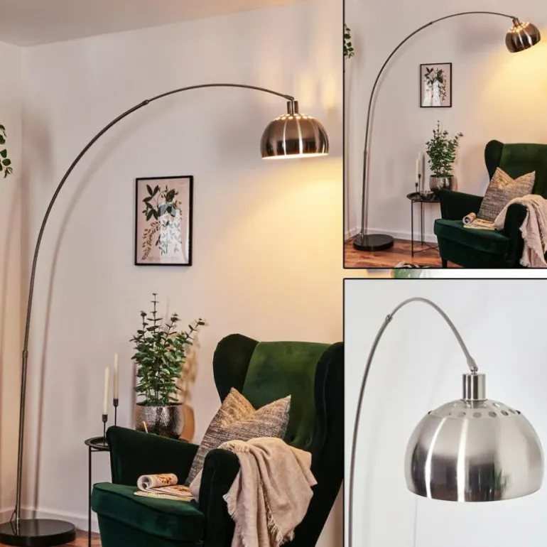 Baloca Lampadaire Nickel mat, Noir, 1 lumière