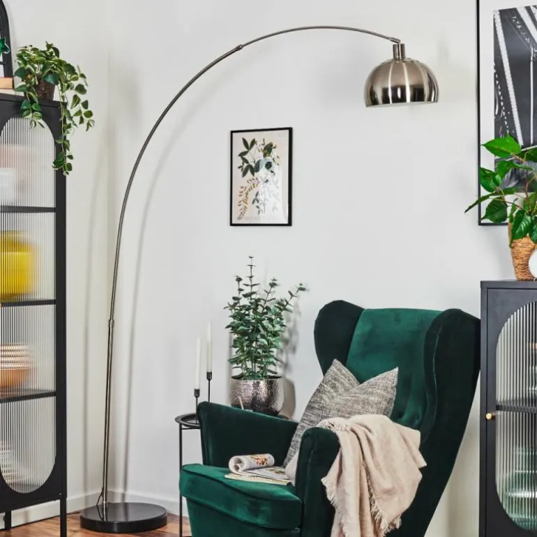 Baloca Lampadaire Nickel mat, Noir, 1 lumière