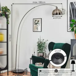 Baloca Lampadaire Nickel mat, Noir, 1 lumière