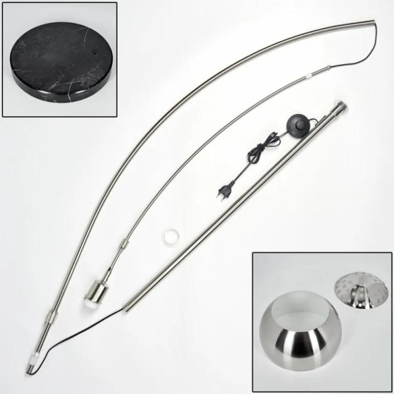 Baloca Lampadaire Nickel mat, Noir, 1 lumière