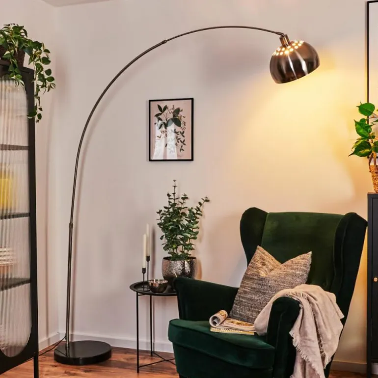 Baloca Lampadaire Nickel mat, Noir, 1 lumière