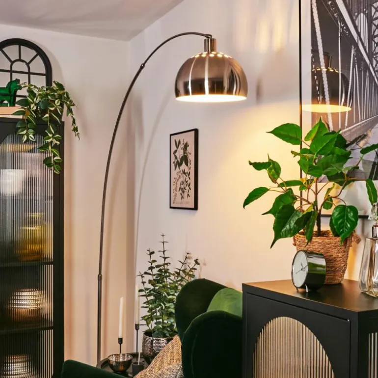 Baloca Lampadaire Nickel mat, Noir, 1 lumière