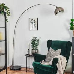 Baloca Lampadaire Nickel mat, Noir, 1 lumière