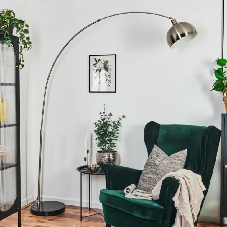 Baloca Lampadaire Nickel mat, Noir, 1 lumière