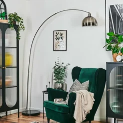 Baloca Lampadaire Nickel mat, Noir, 1 lumière